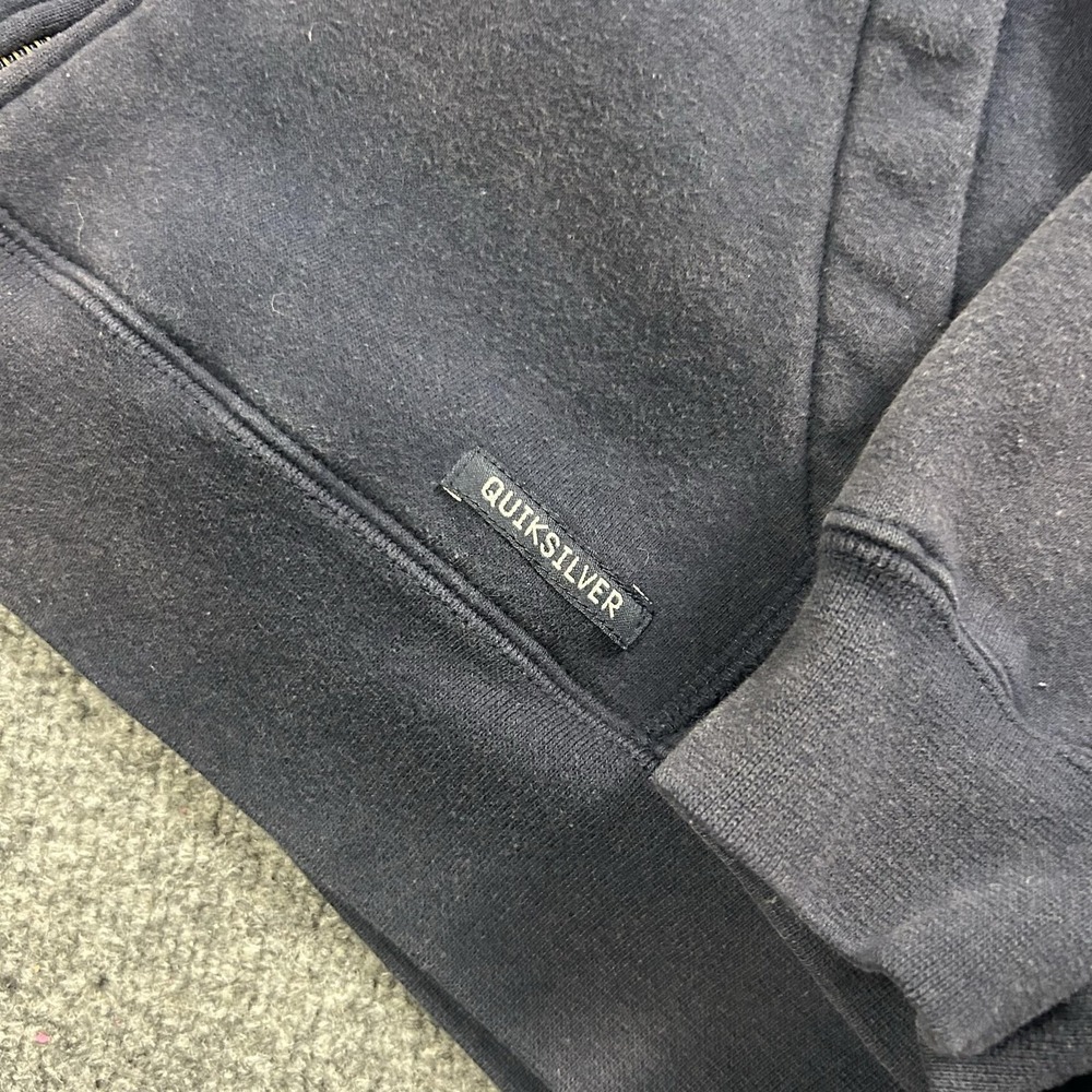 Quiksilver Hoodie Mens Medium Blue Full Zip Fleece Graphic Logo Sweatshirt - Picture 3 of 7